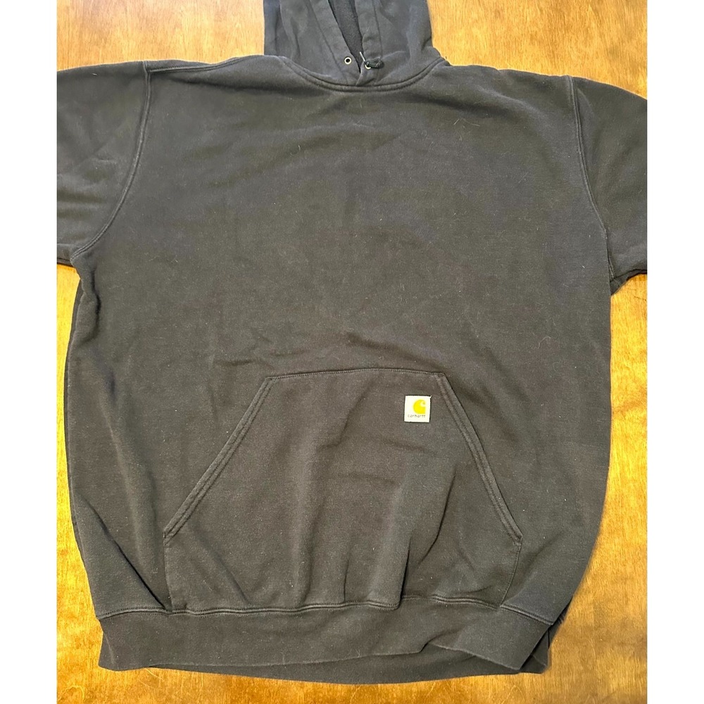 Carhartt Hoodie Mens 2XL Tall Black Cotton Fleece Pullover Kangaroo Pocket